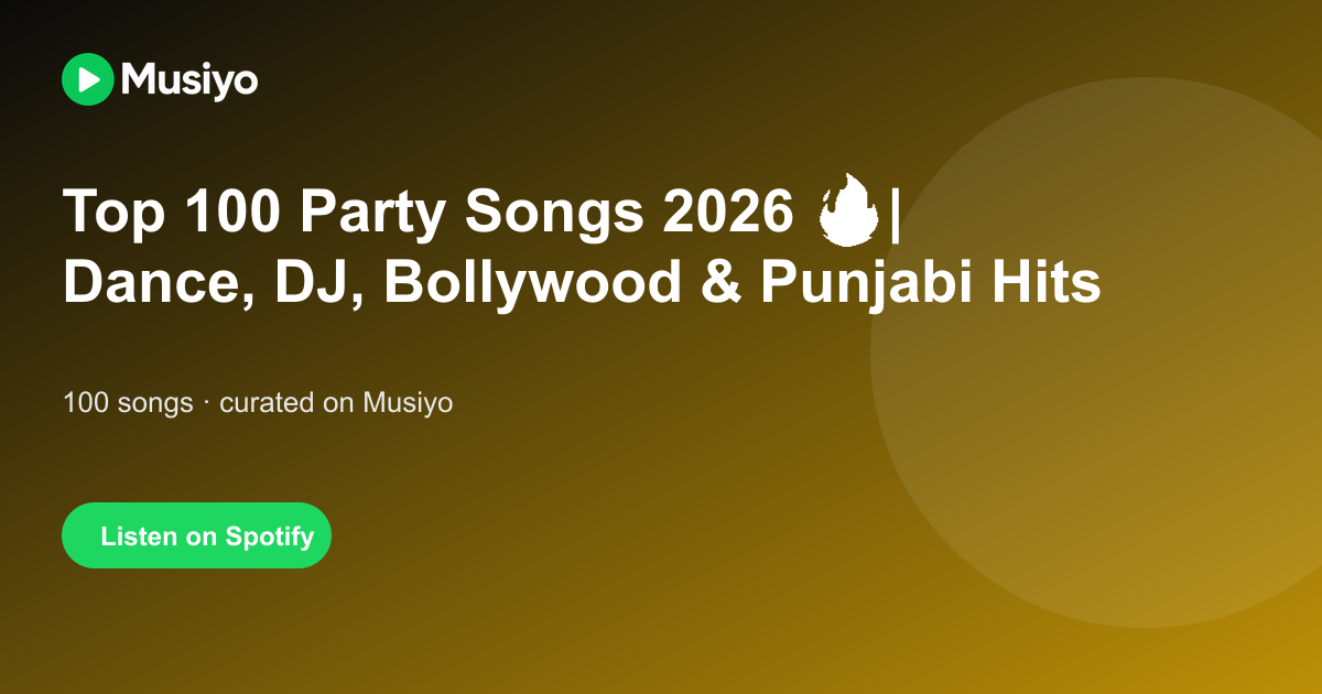 Social sharing image for Top 100 Party Songs 2026 🔥 | Dance, DJ, Bollywood & Punjabi Hits Playlist on Spotify | Musiyo